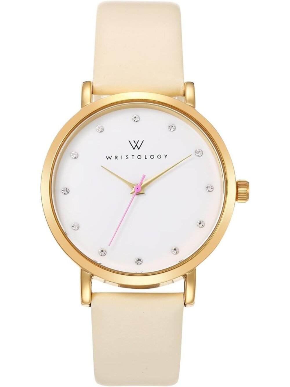 Women's Maxi Gold / Beige Genuine Leather Band Large Easy to Read Wrist Watches